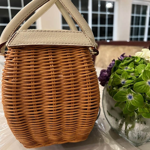 Vintage Kate Spade New York Wicker Basket Bag – Early 2000s Floral Lined - Picture 4 of 11